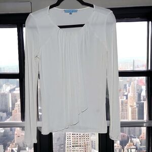 Antonio Melani Blouse Top Womens Size XS Ivory Pleated Faux Wrap